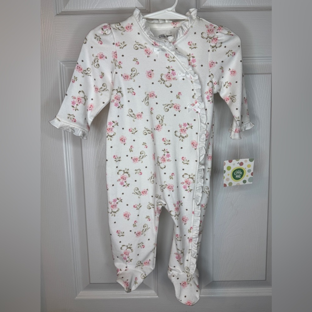 NWT Little Me Pink Floral Footie 6 Months